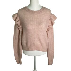 ❤️H&M XS Blush Ruffle Sleeve Knit Sweater